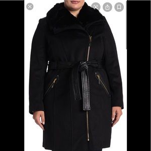 Via Spiga Jackets & Coats - Via Spiga,Faux Leather Trim Wool Blend Jacket,NWT Via Spiga Jackets & Coats - Via Spiga,Faux Leather Trim Wool Blend Jacket,NWT